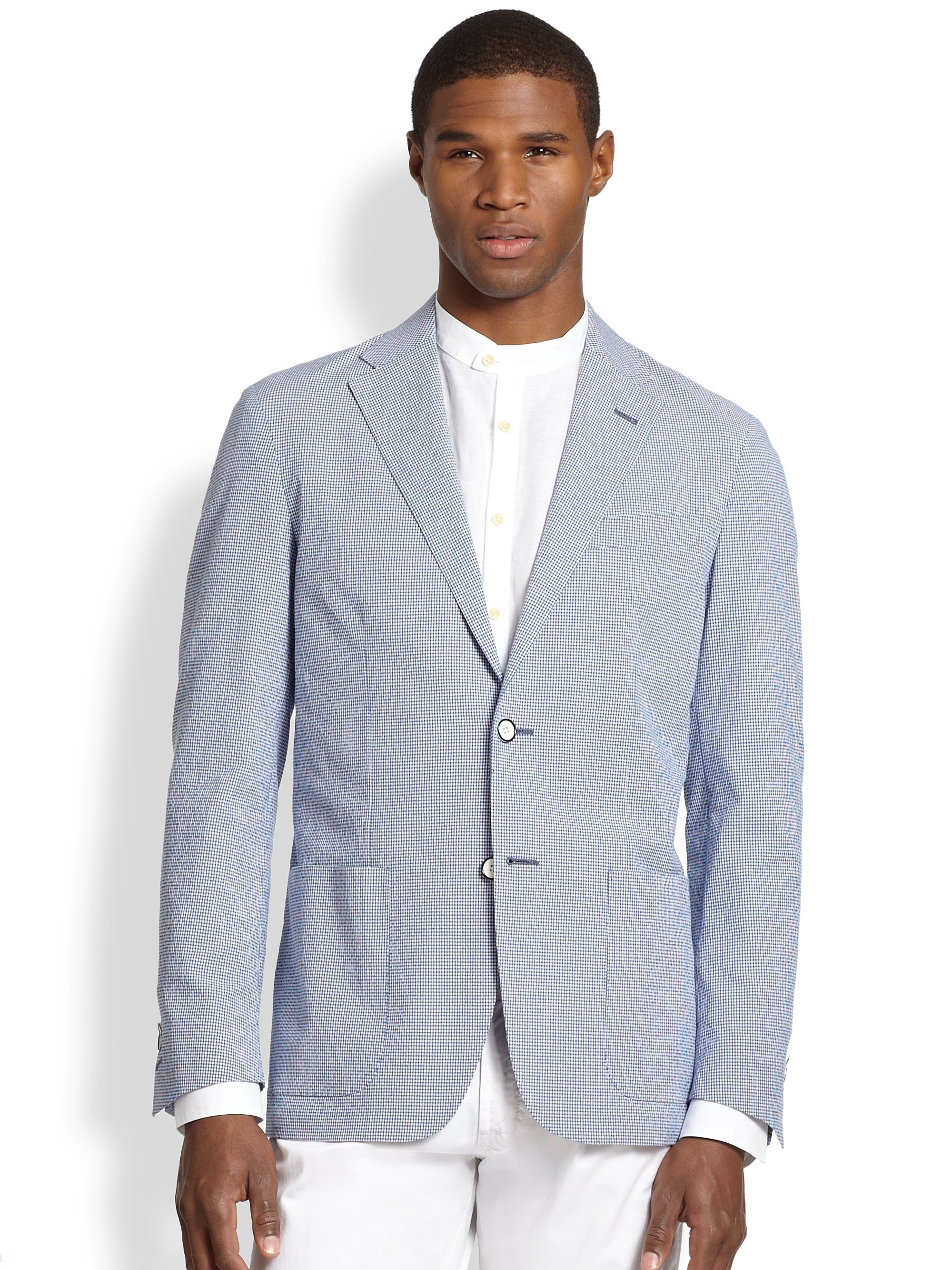 Corneliani Seersucker Jacket in Blue for Men | Lyst