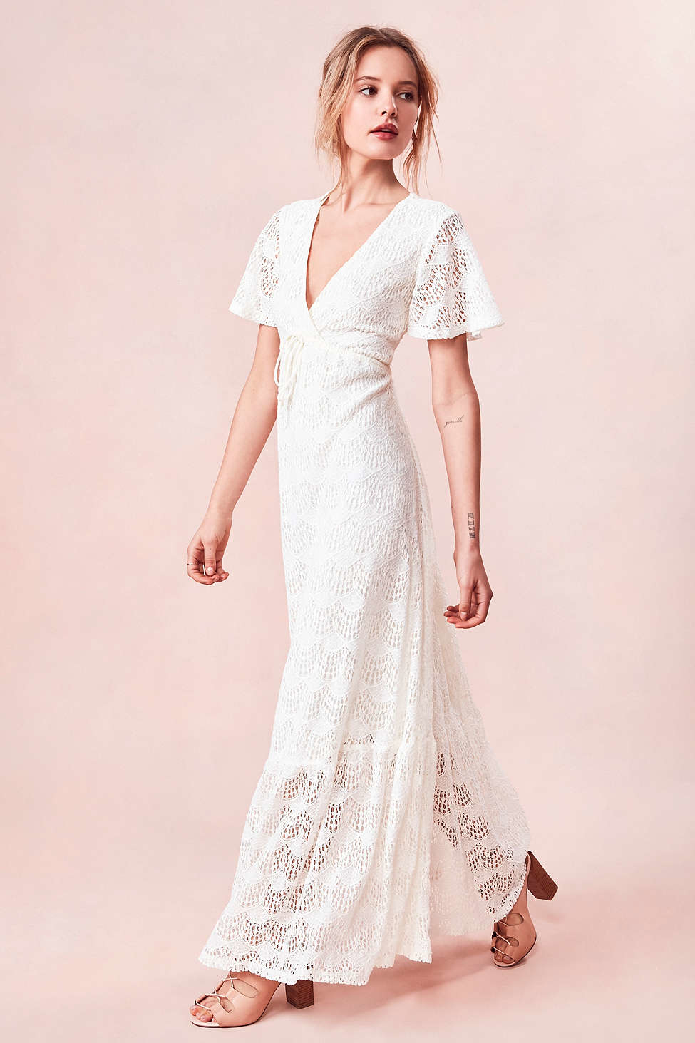 Lyst  Kimchi blue Lace Fluttersleeve Maxi Dress in White