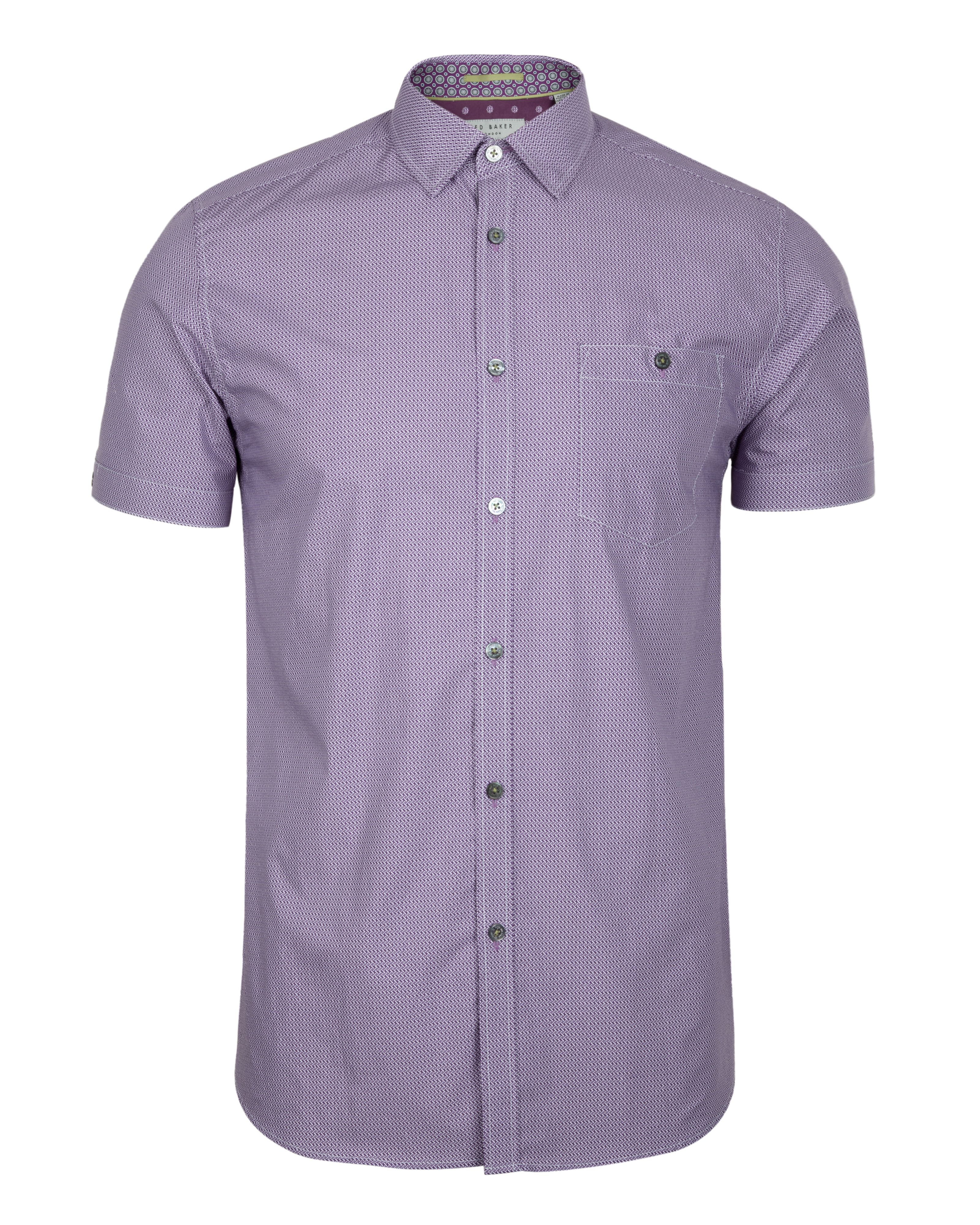 Ted Baker Nudgey Stripe Print Short Sleeve Shirt in Purple for Men | Lyst