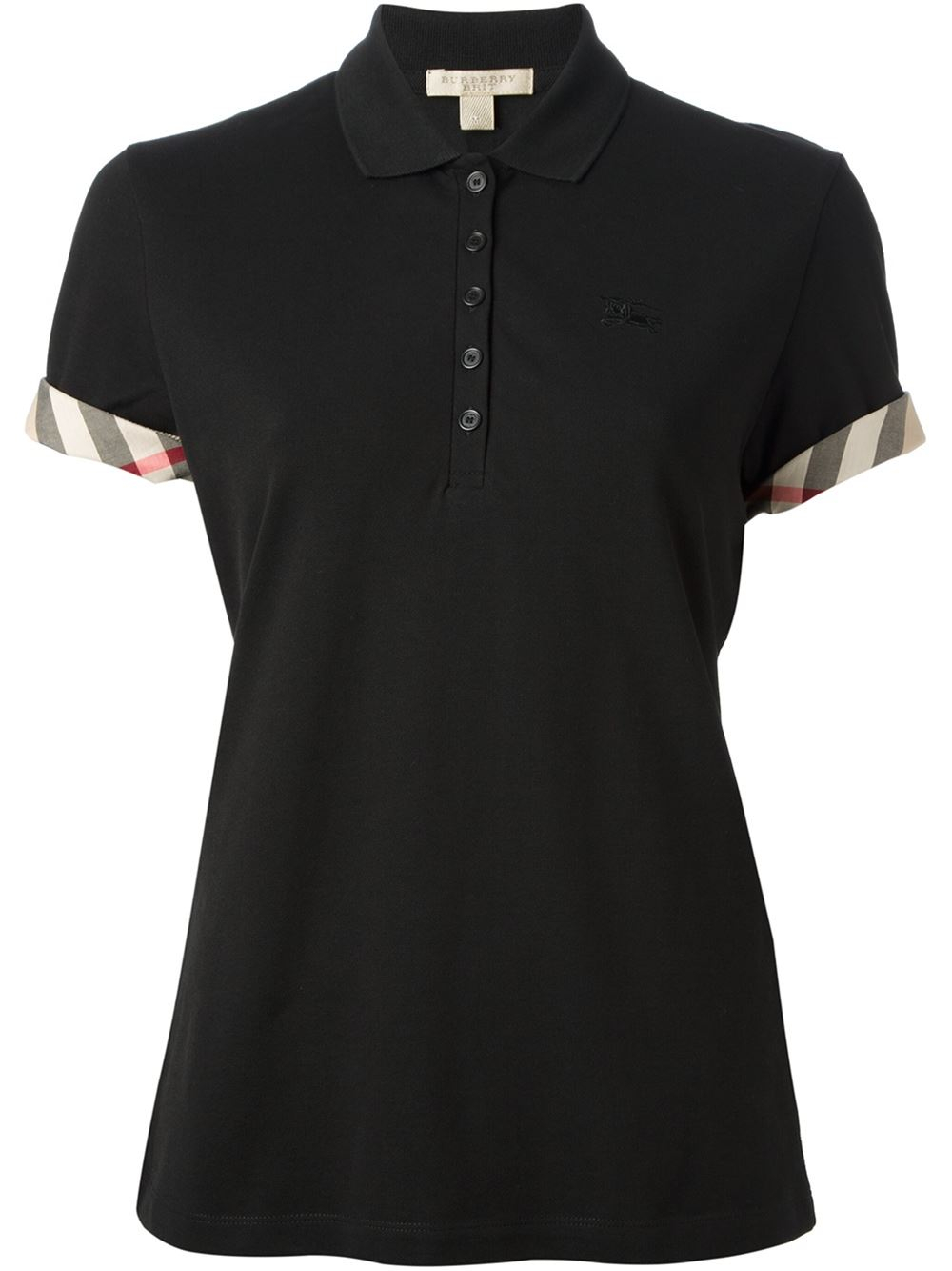 Burberry Brit Nova Check Trim Polo Shirt in Black | Lyst
