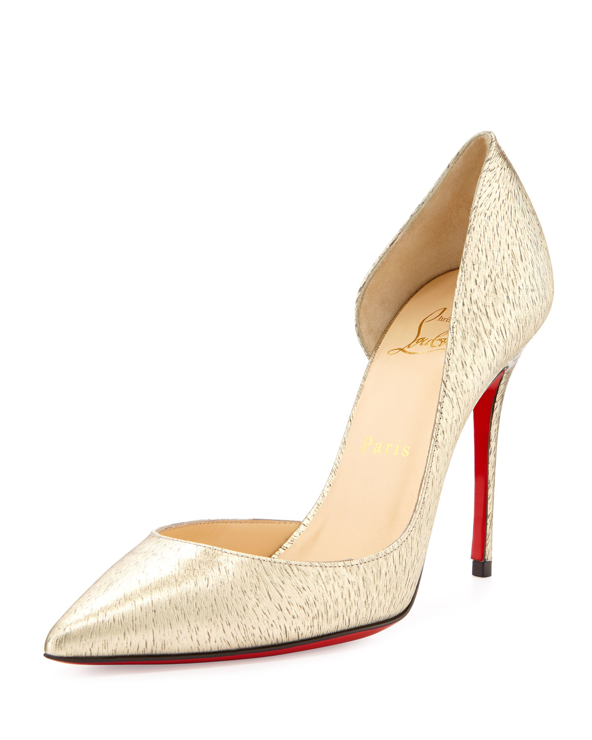 Christian louboutin Iriza Animal-Print Metallic half D\u0026#39;Orsay Pumps ...