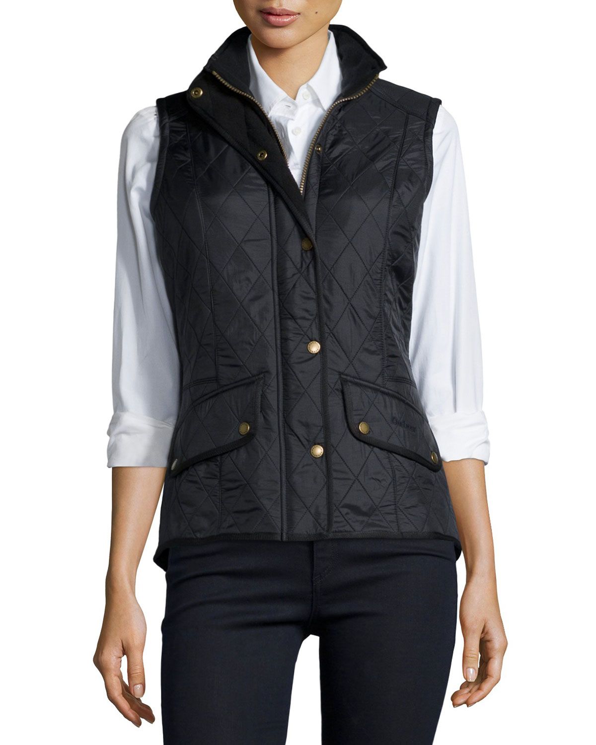 Barbour Diamond-Quilted Sleeveless Vest in Black | Lyst