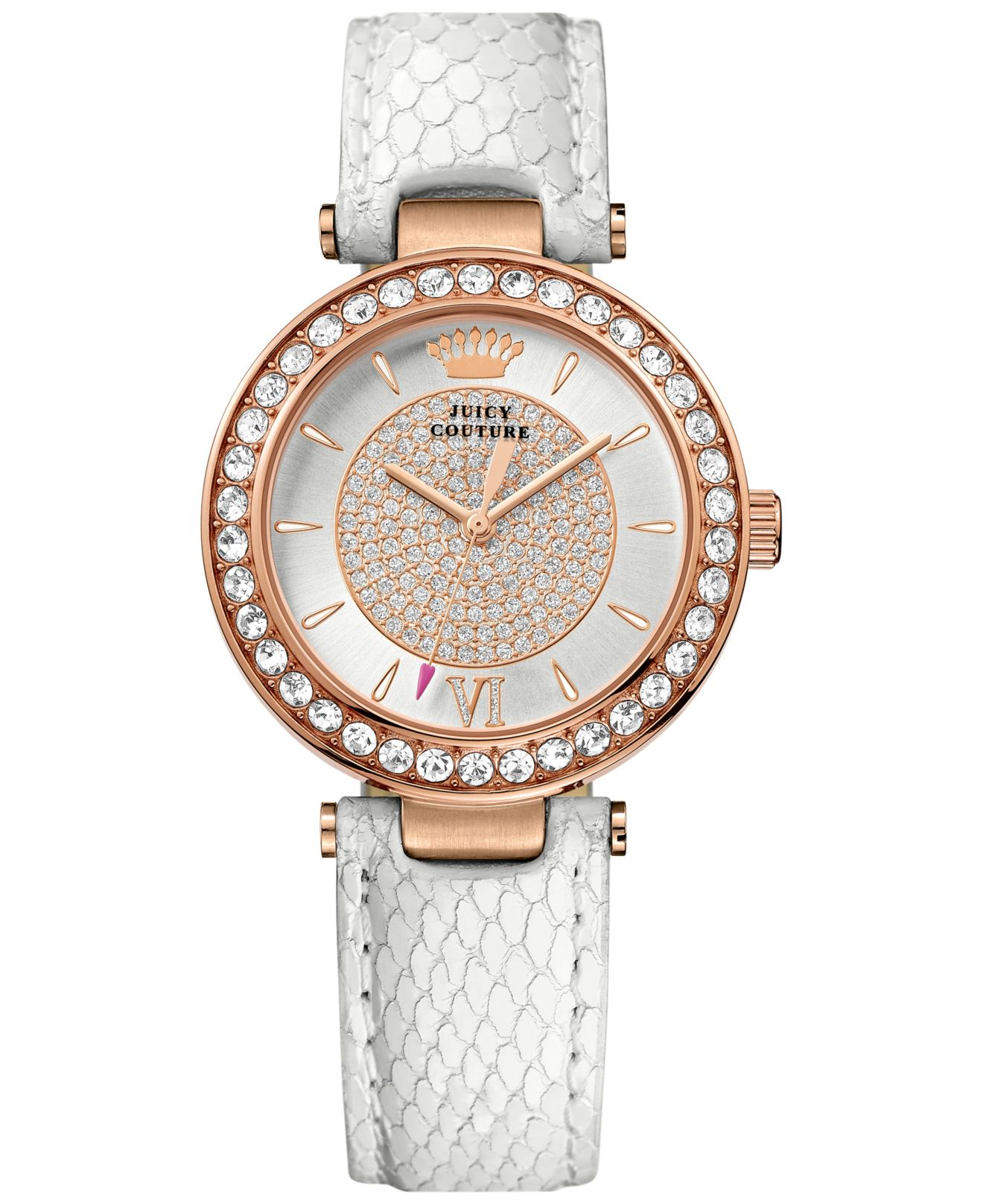 Juicy couture Women'S Luxe Couture White Embossed Leather Strap Watch ...
