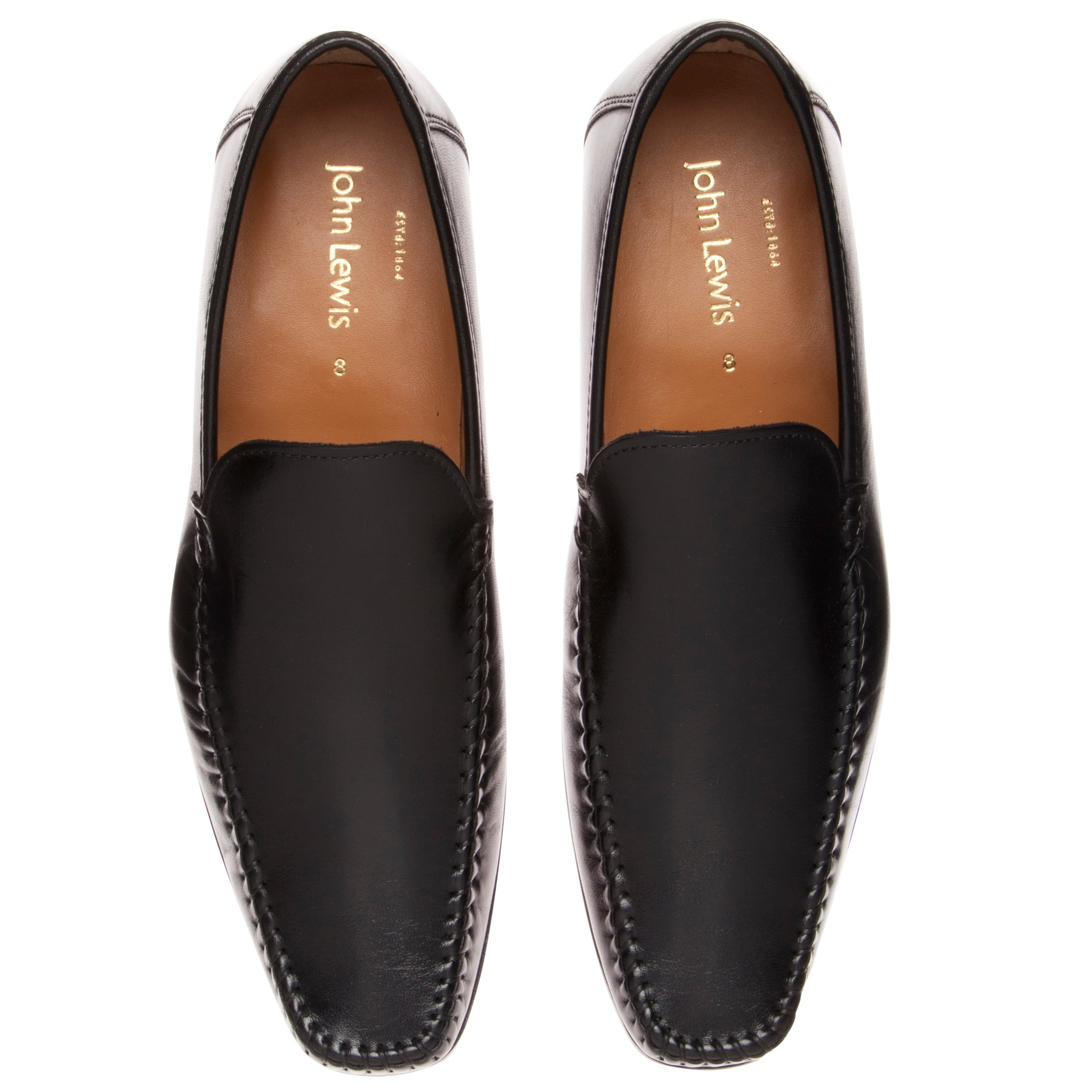 John Lewis Square Toe Leather Loafers in Black for Men | Lyst