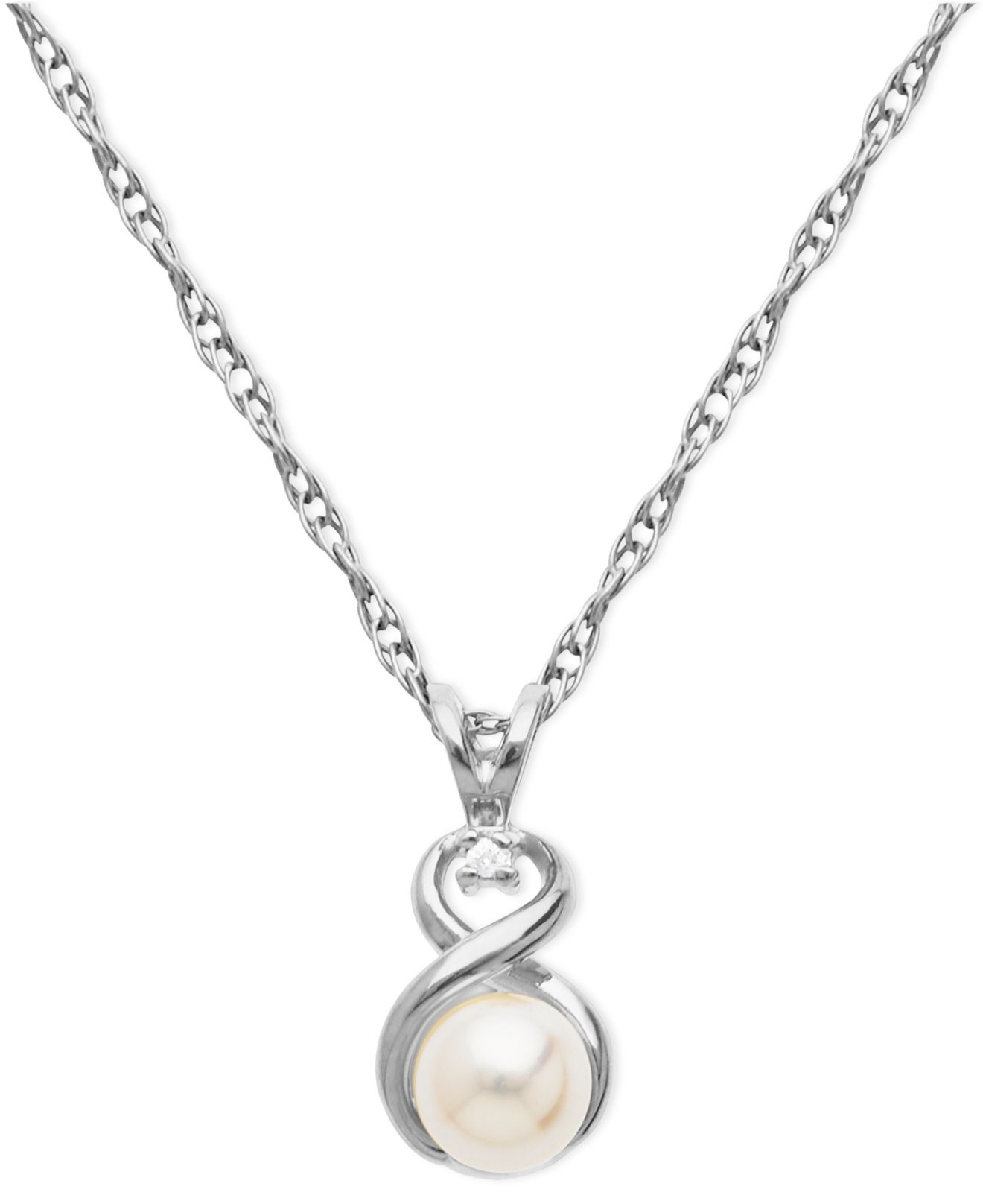 Lyst Macy'S 10k White Gold Necklace, Cultured Freshwater Pearl And