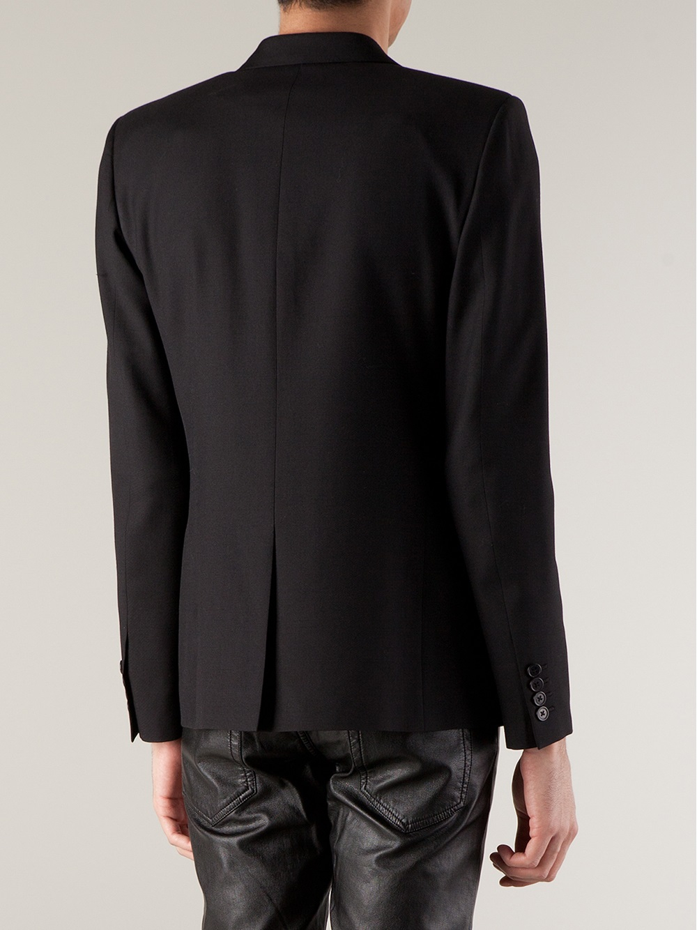 Lyst - Saint Laurent Leather Lapel Blazer in Black for Men