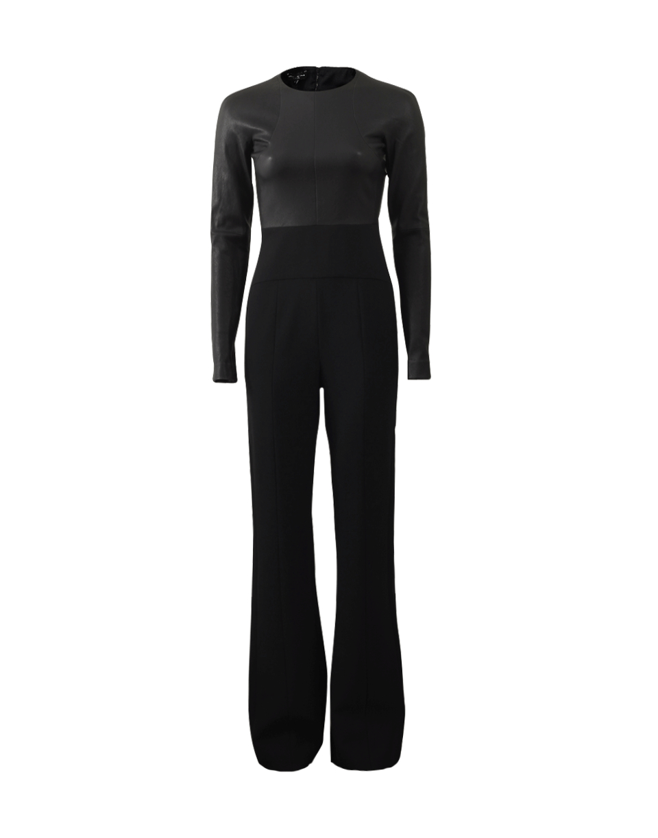 Lyst - Narciso Rodriguez Stretch Leather And Scuba Jumpsuit in Black