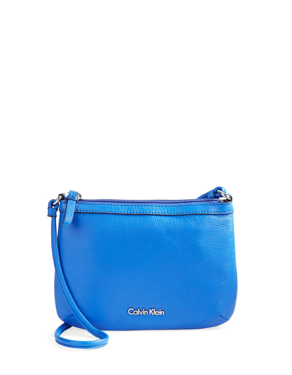 Calvin klein Pebbled Leather Crossbody Bag in Blue (Royal Blue) | Lyst