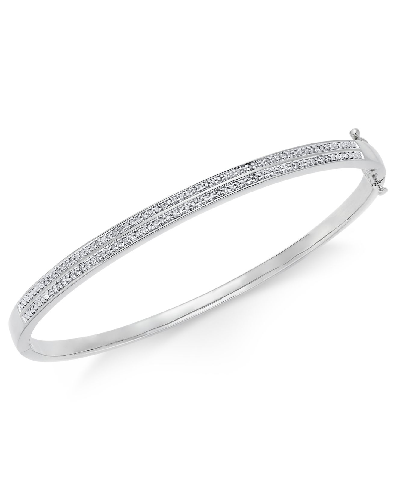 Macy's Diamond Pavé Bangle Bracelet (1/4 Ct. Tw.) In Sterling Silver ...