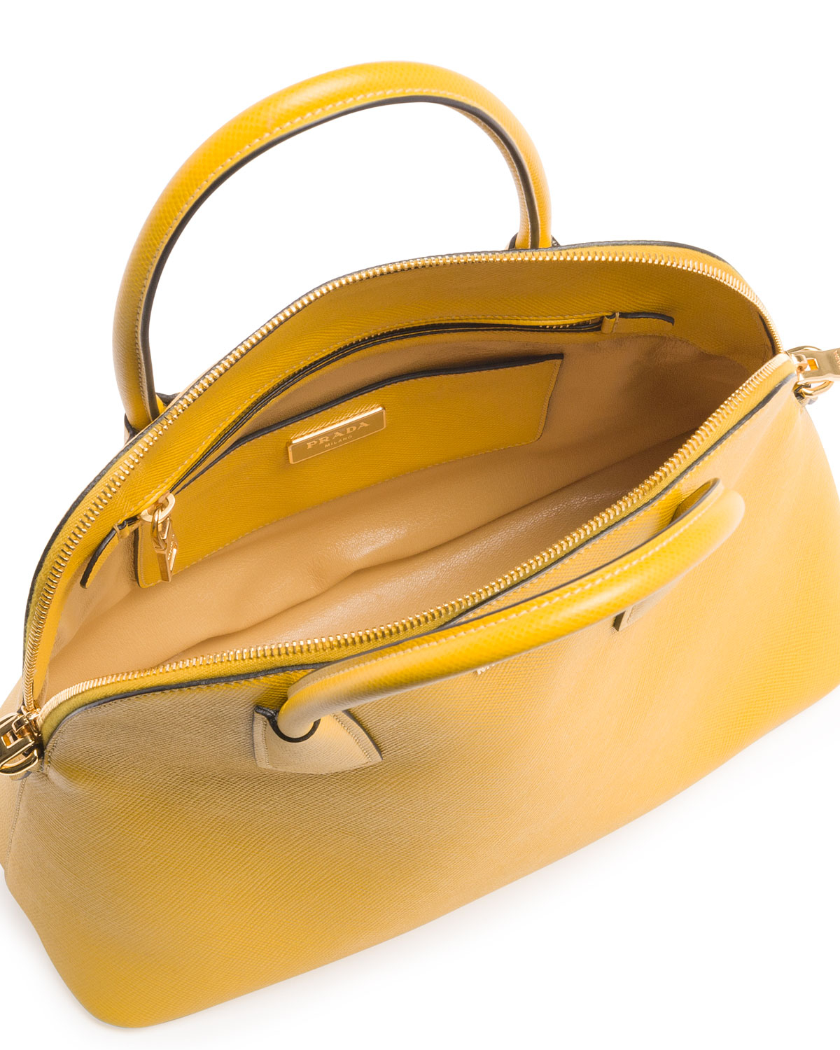 prada double handle tote - Prada Saffiano Cuir Dome Satchel Bag in Yellow (Yellow (Giallo ...