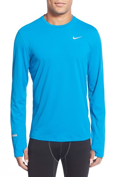 Nike 'contour' Long Sleeve Dri-fit Running T-shirt in Blue for Men ...