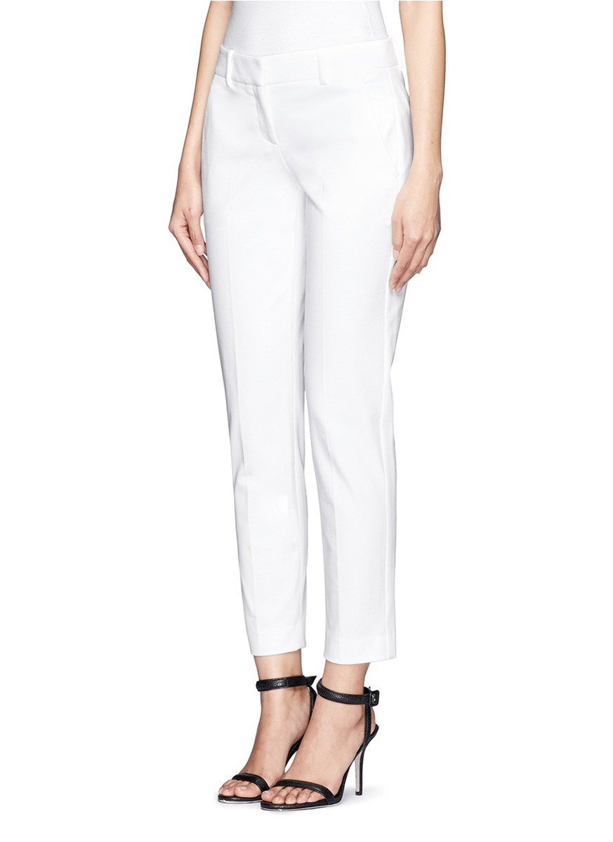 Theory Cottonblend Stretch Pants in White | Lyst