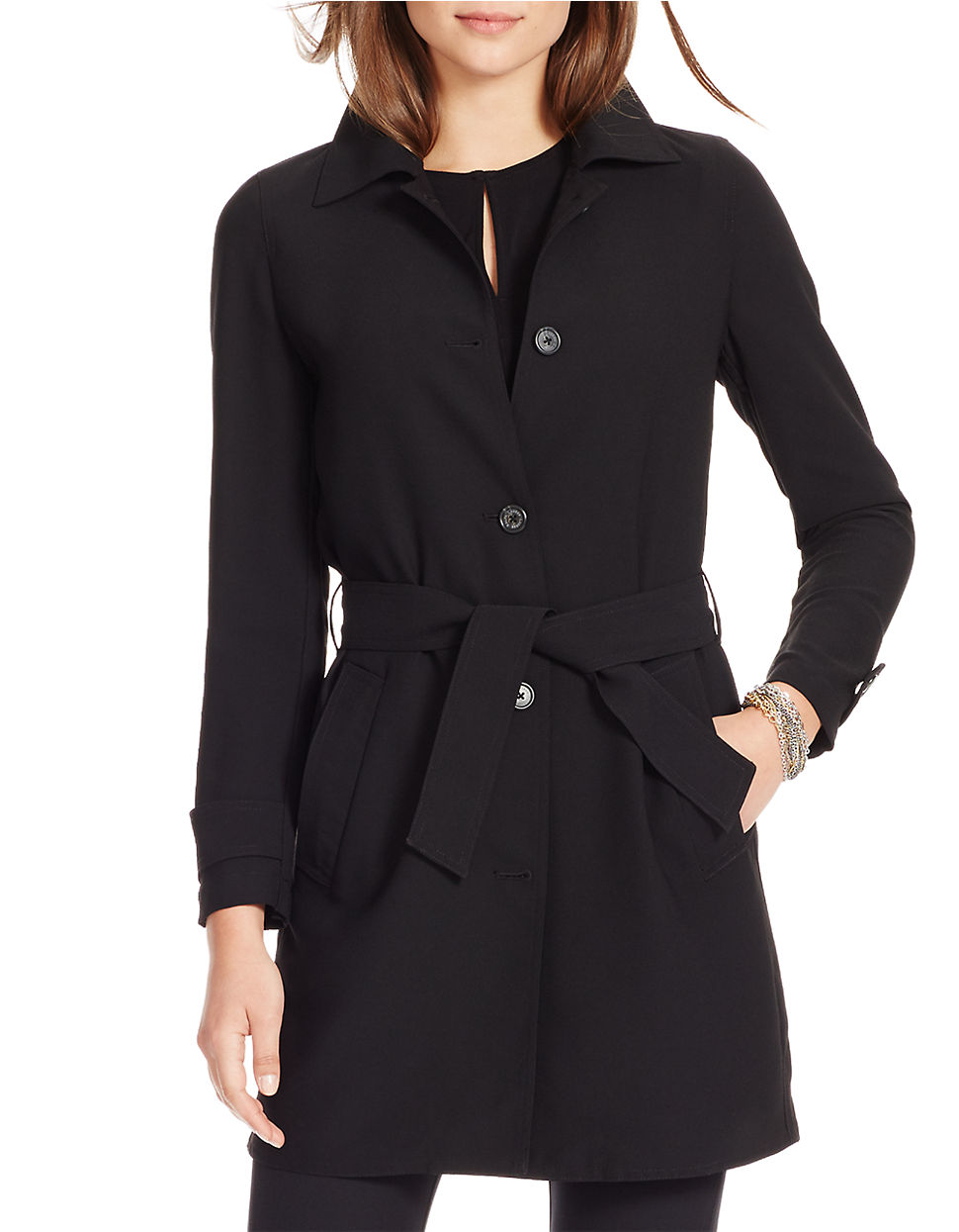 Lauren by ralph lauren Petite Belted Crepe Jacket in Black Lyst