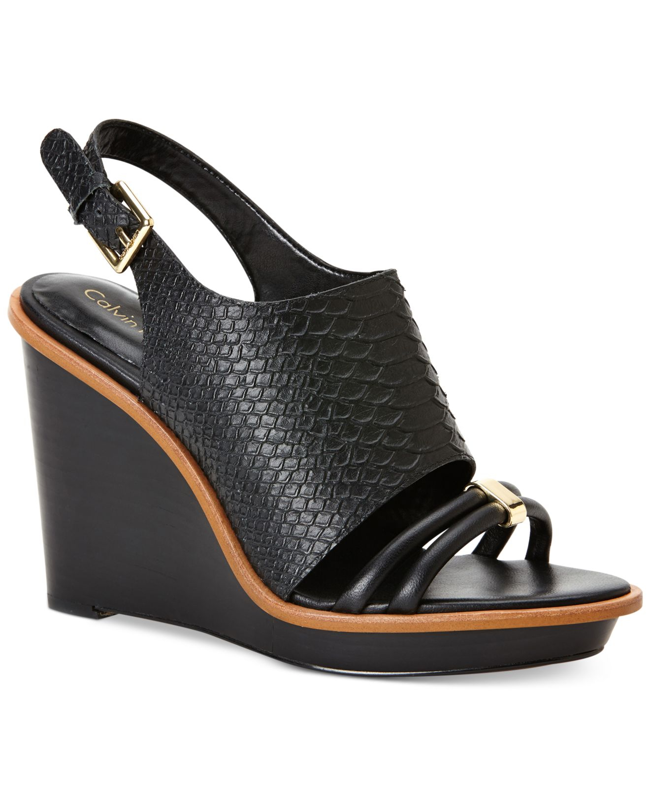 Lyst - Calvin Klein Women'S Prina Platform Wedge Sandals in Black