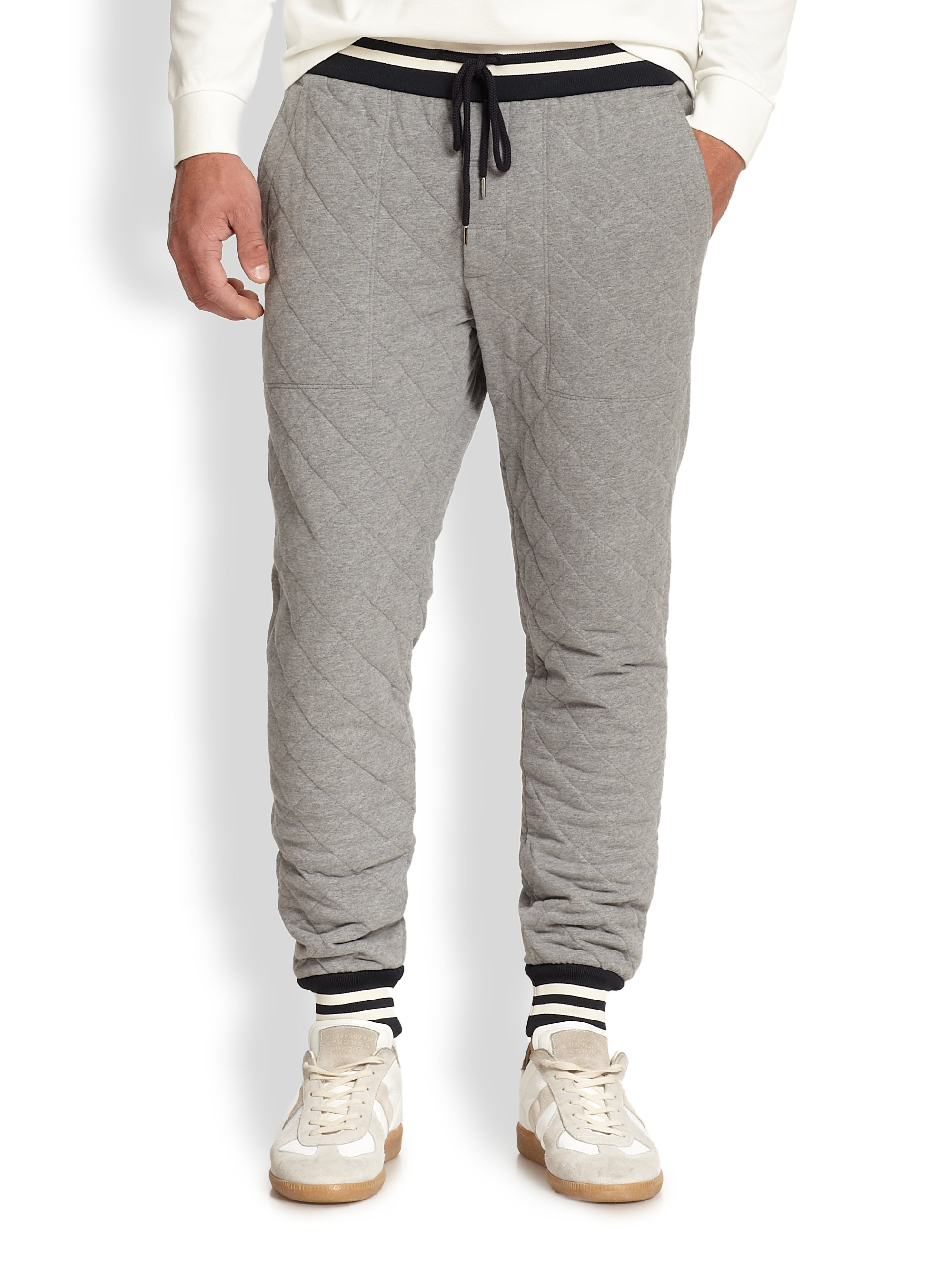 Lyst - Moncler Quilted Sweatpants in Gray for Men