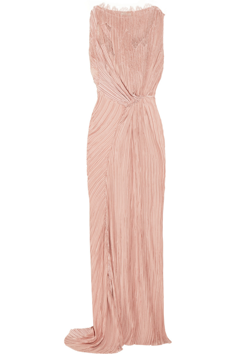 Nina ricci Lace-trimmed Crinkled-satin Gown in Pink | Lyst