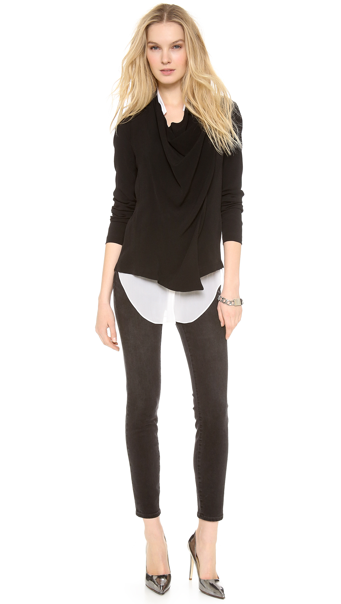 Lyst - Dkny Pure Asymmetrical Jacket in Black