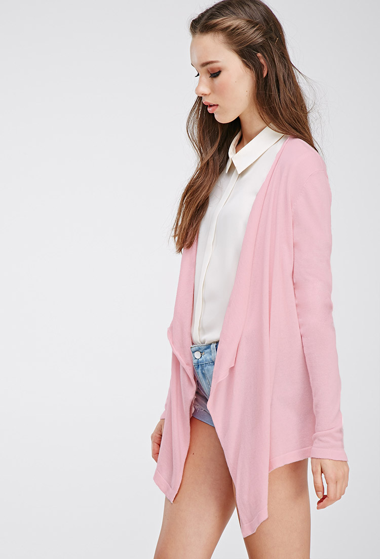 Lyst - Forever 21 Draped Open-front Cardigan in Pink