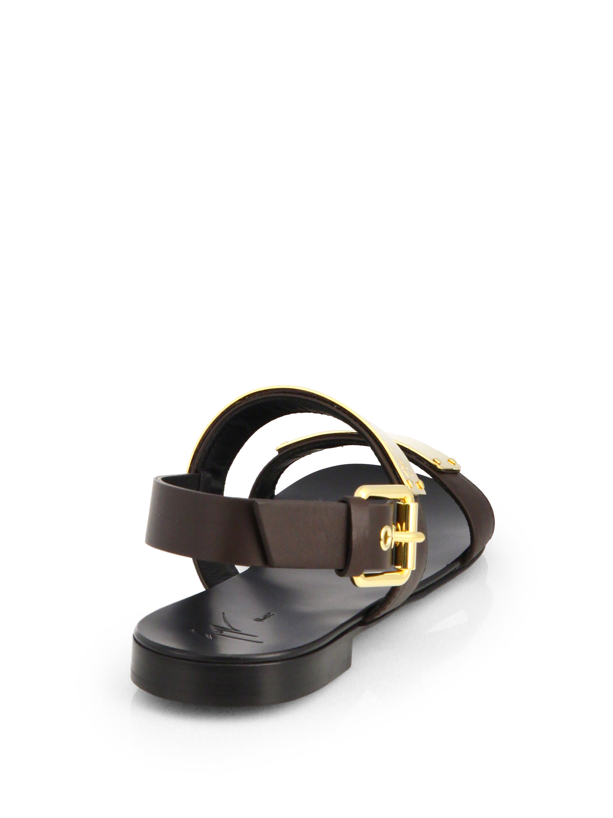 Lyst Giuseppe Zanotti Goldbar Leather Sandals in Metallic for Men