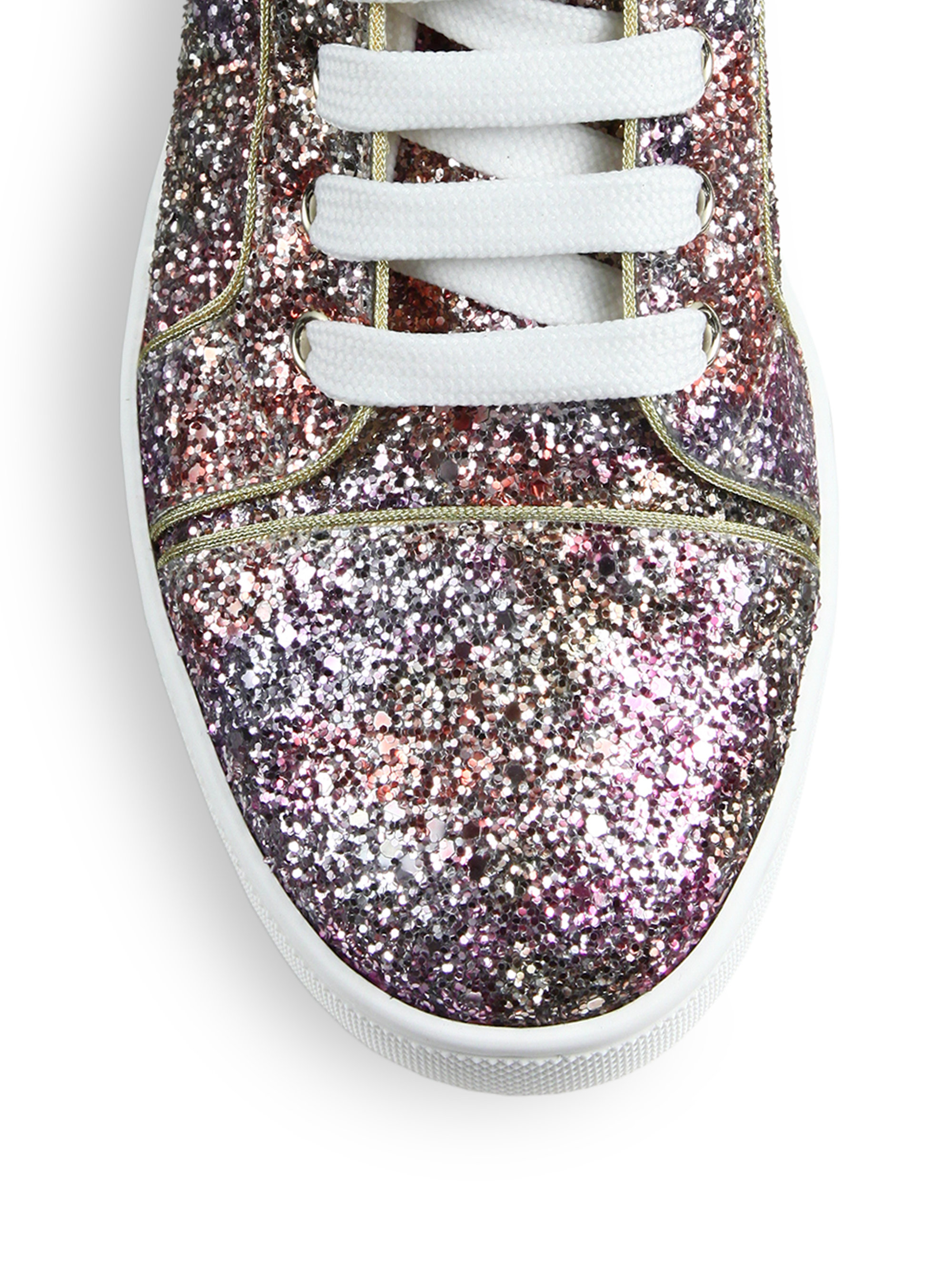 Christian louboutin Bip Bip Glitter High-top Sneakers in Pink ...