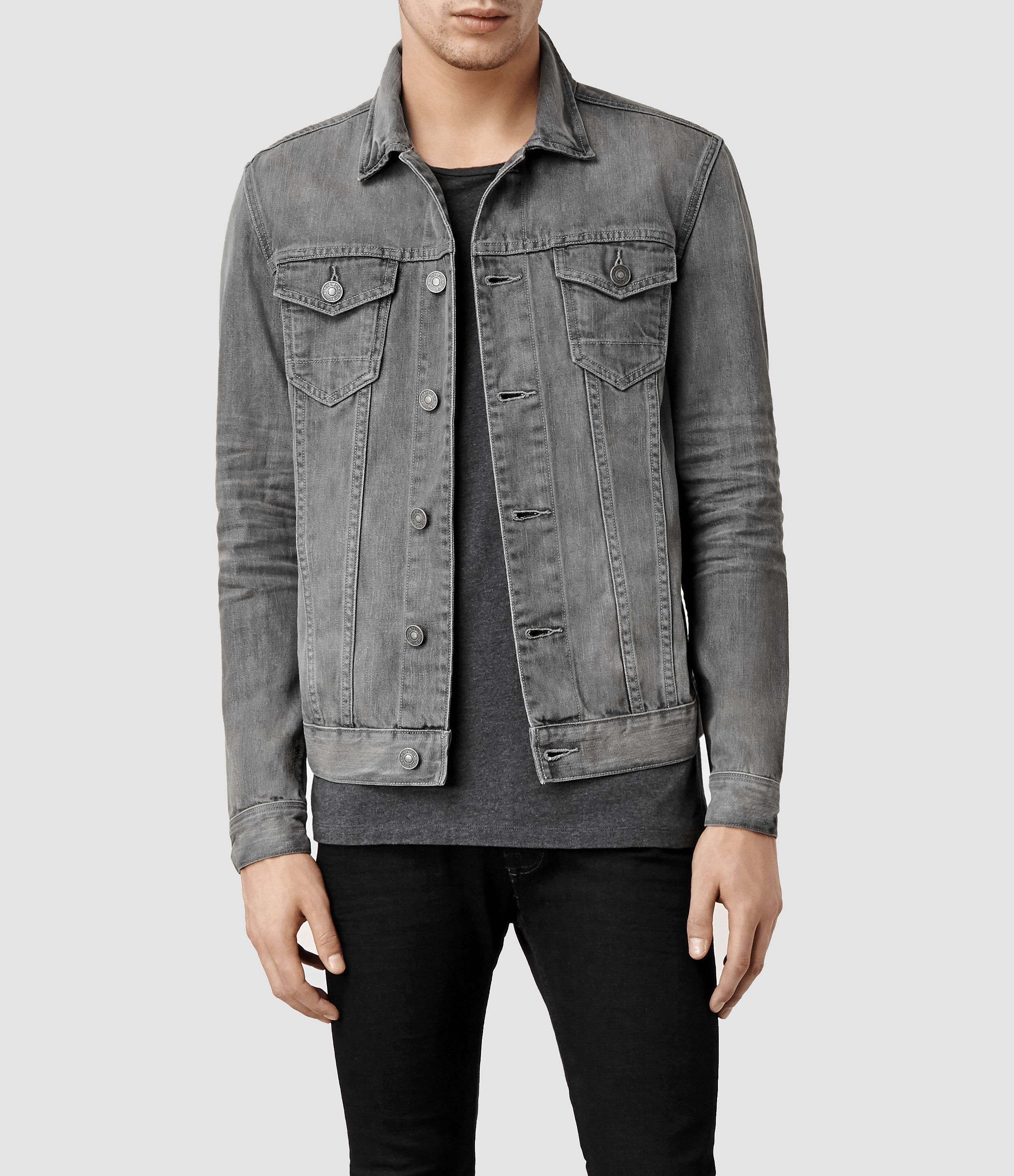 Lyst Allsaints Garford Denim  Jacket  in Gray  for Men