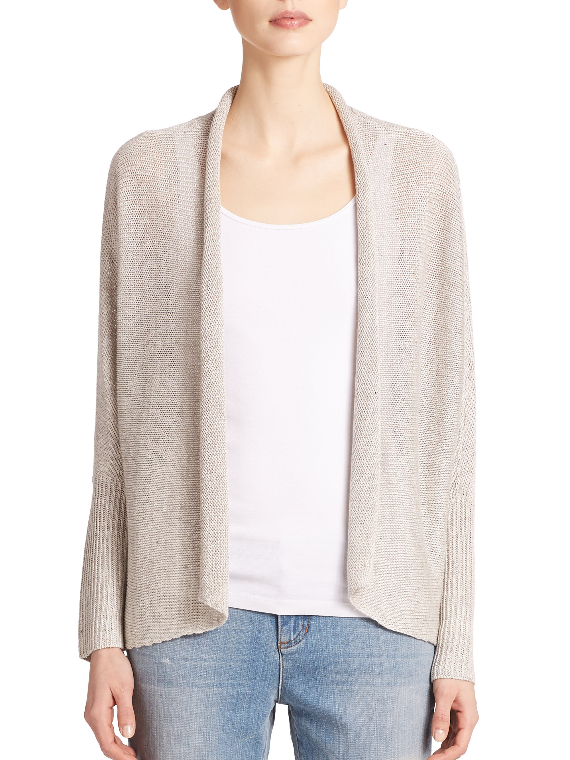 Lyst - Eileen Fisher Linen Open Cardigan In Natural