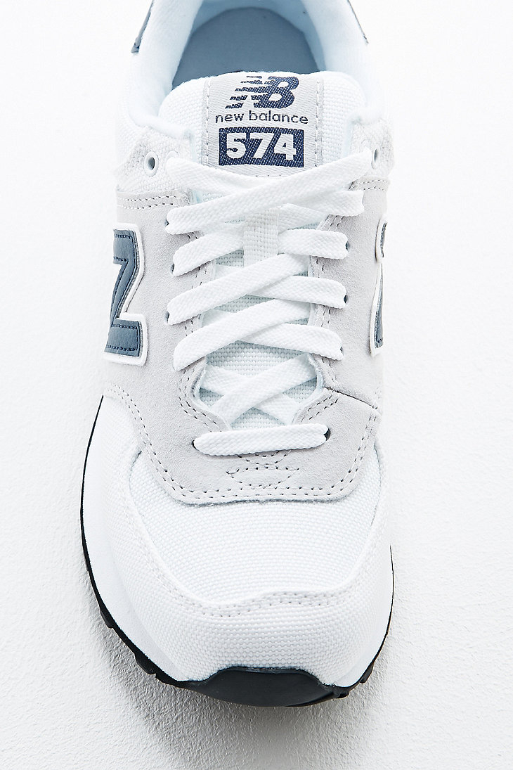 new balance white suede and canvas 574 trainers