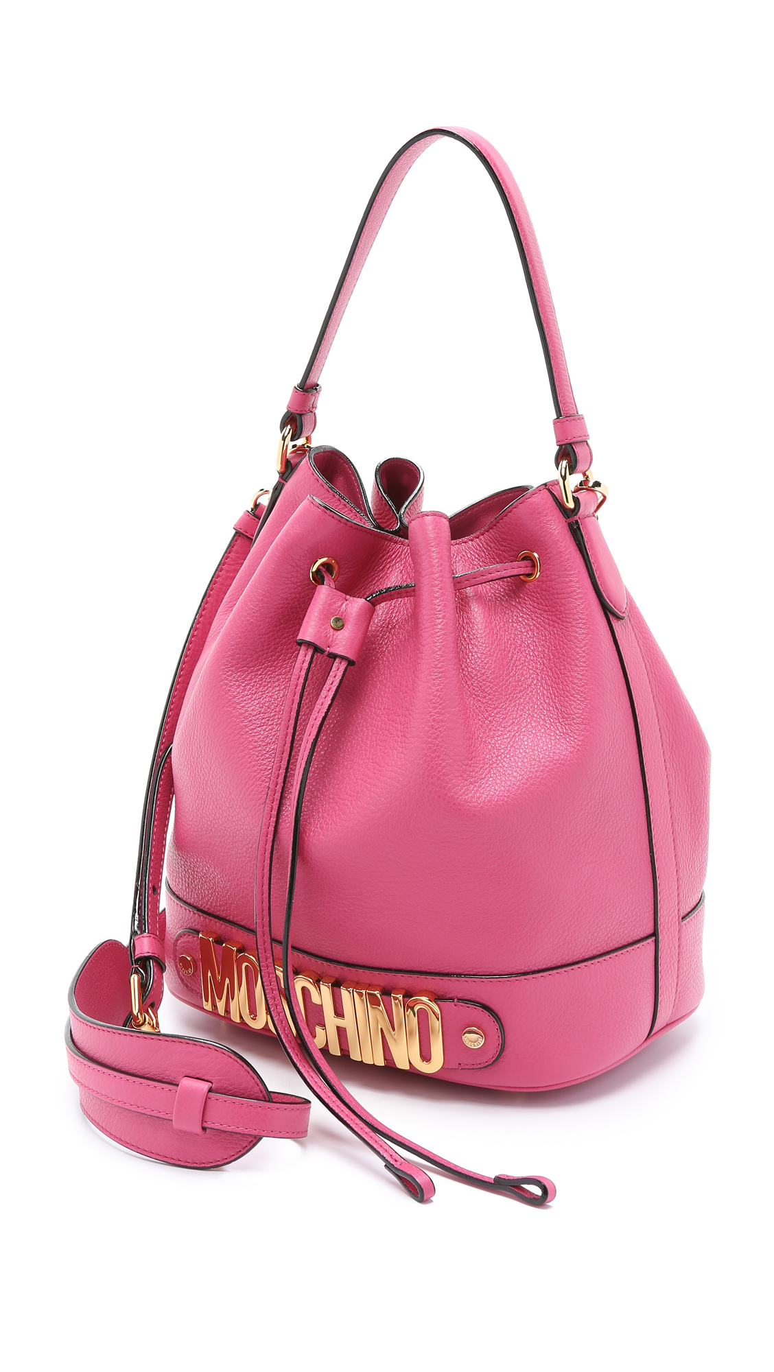 Lyst - Moschino Leather Bucket Bag - Pink in Pink