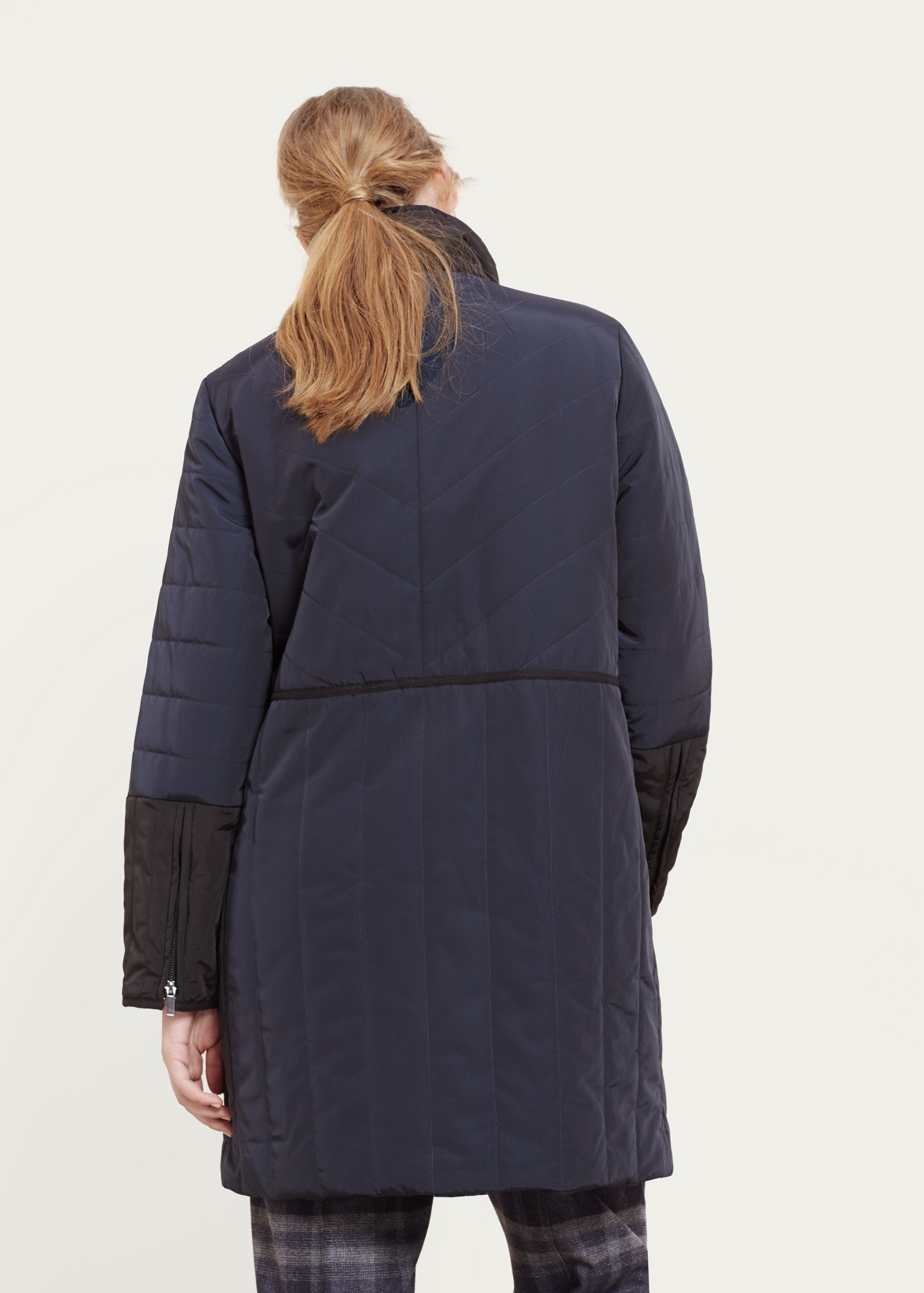 Lyst Violeta By Mango Quilted Long Coat in Blue