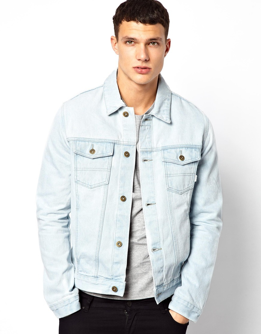 Lyst - Asos Denim Jacket with Acid Wash in Blue for Men