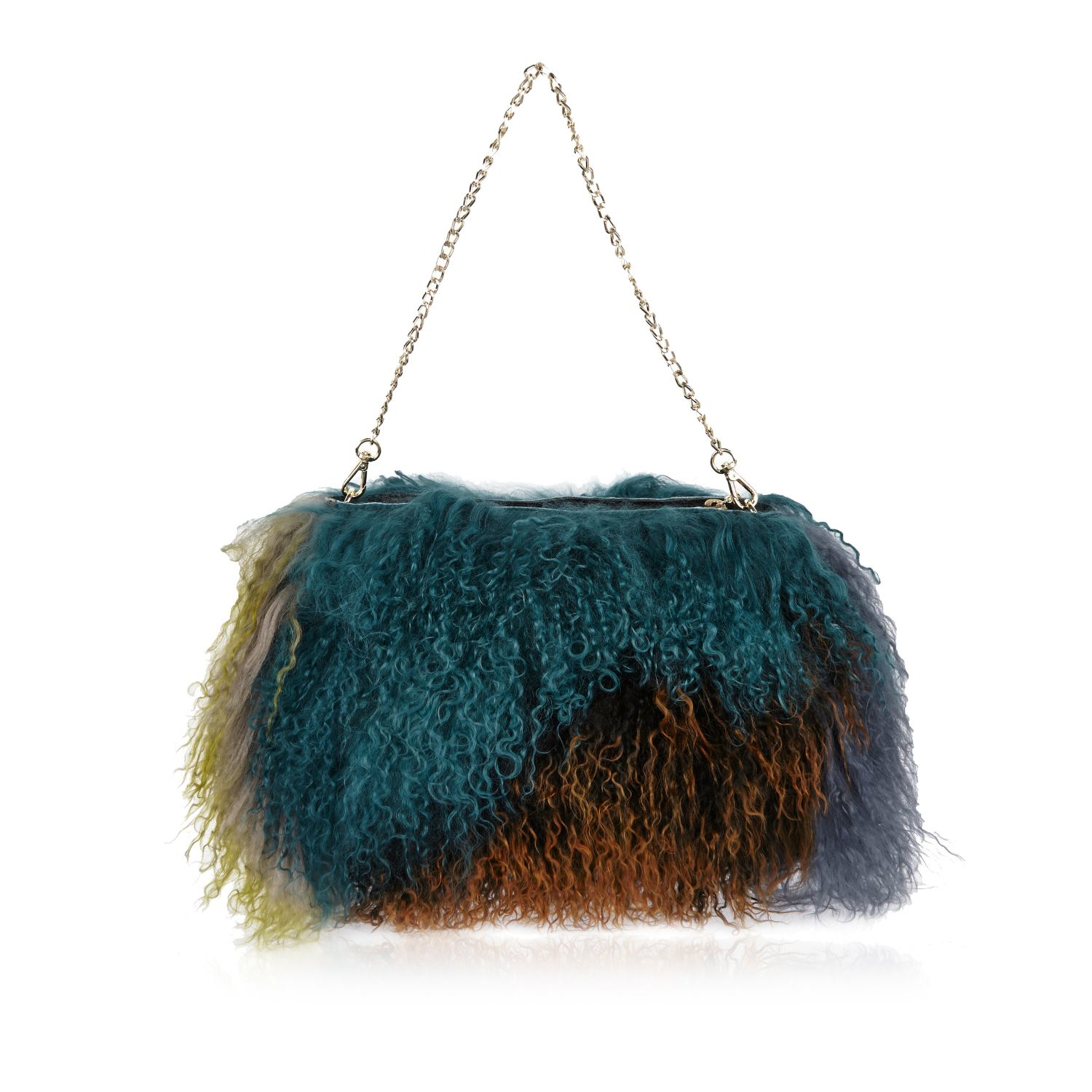 River Island Green Premium Mongolian Fur Handbag In Blue Lyst Gallery