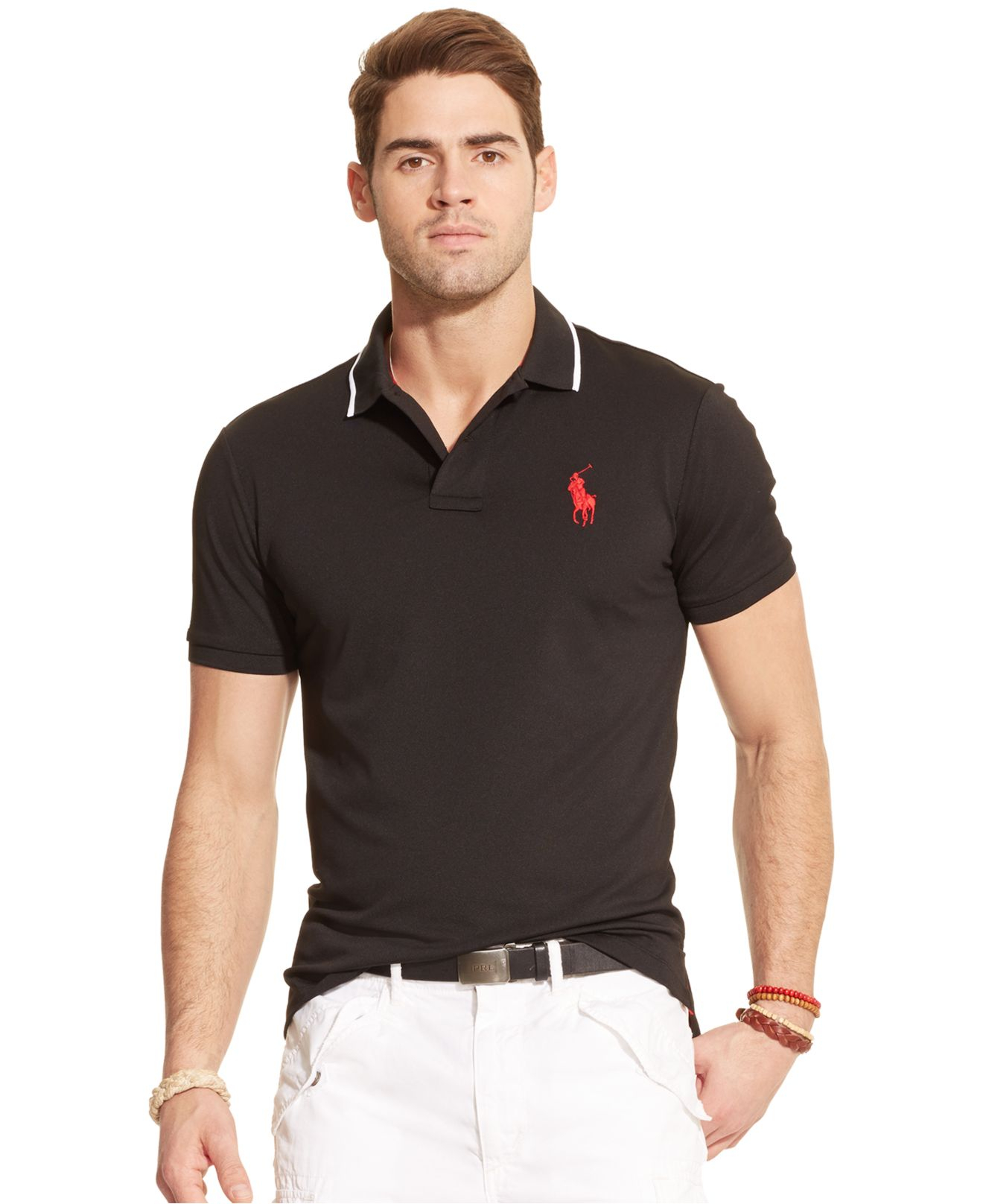 Polo Ralph Lauren Performance Mesh Polo Shirt In Black For Men Lyst 