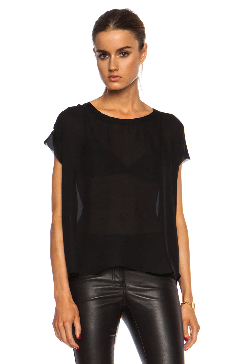 Lyst - Nili Lotan Silk Top in Black