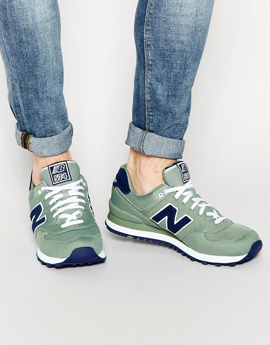 Lyst - New Balance 574 Textile Trainers in Green for Men
