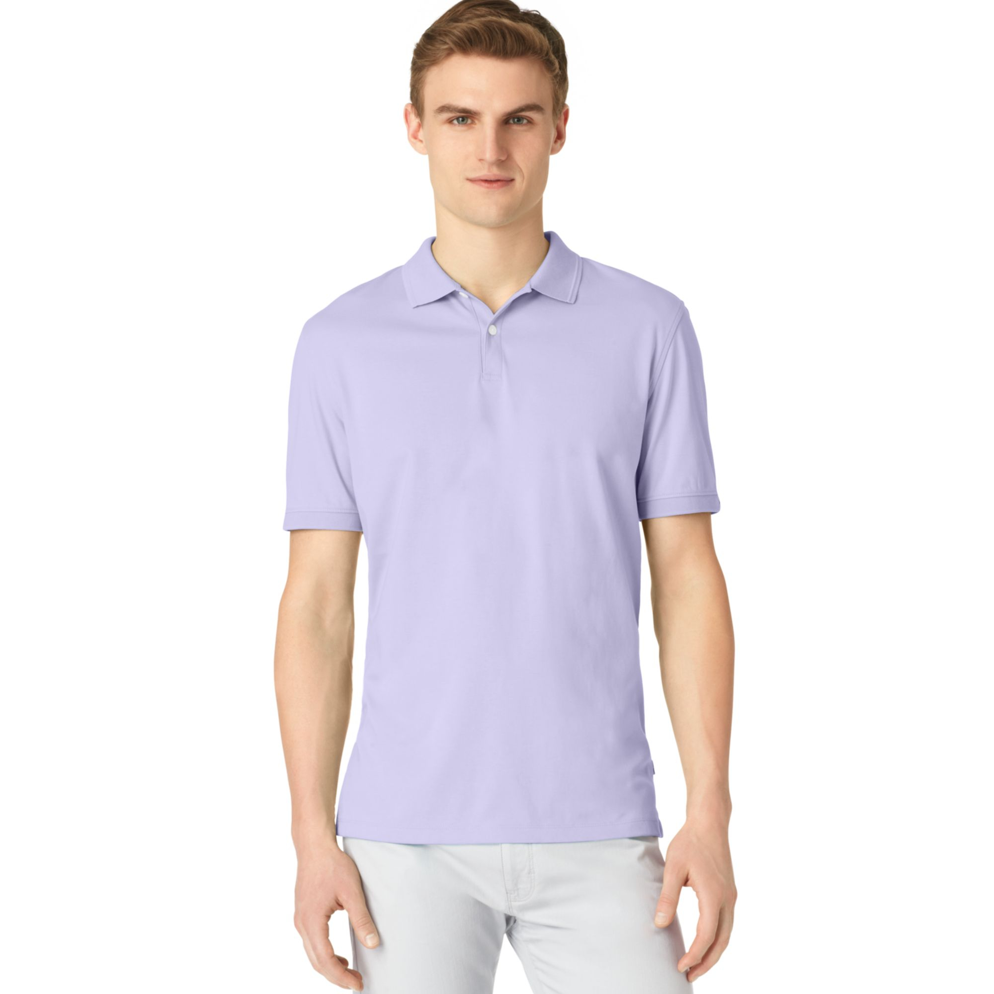 Lyst - Calvin Klein Liquid Cotton Polo Shirt in Purple for Men