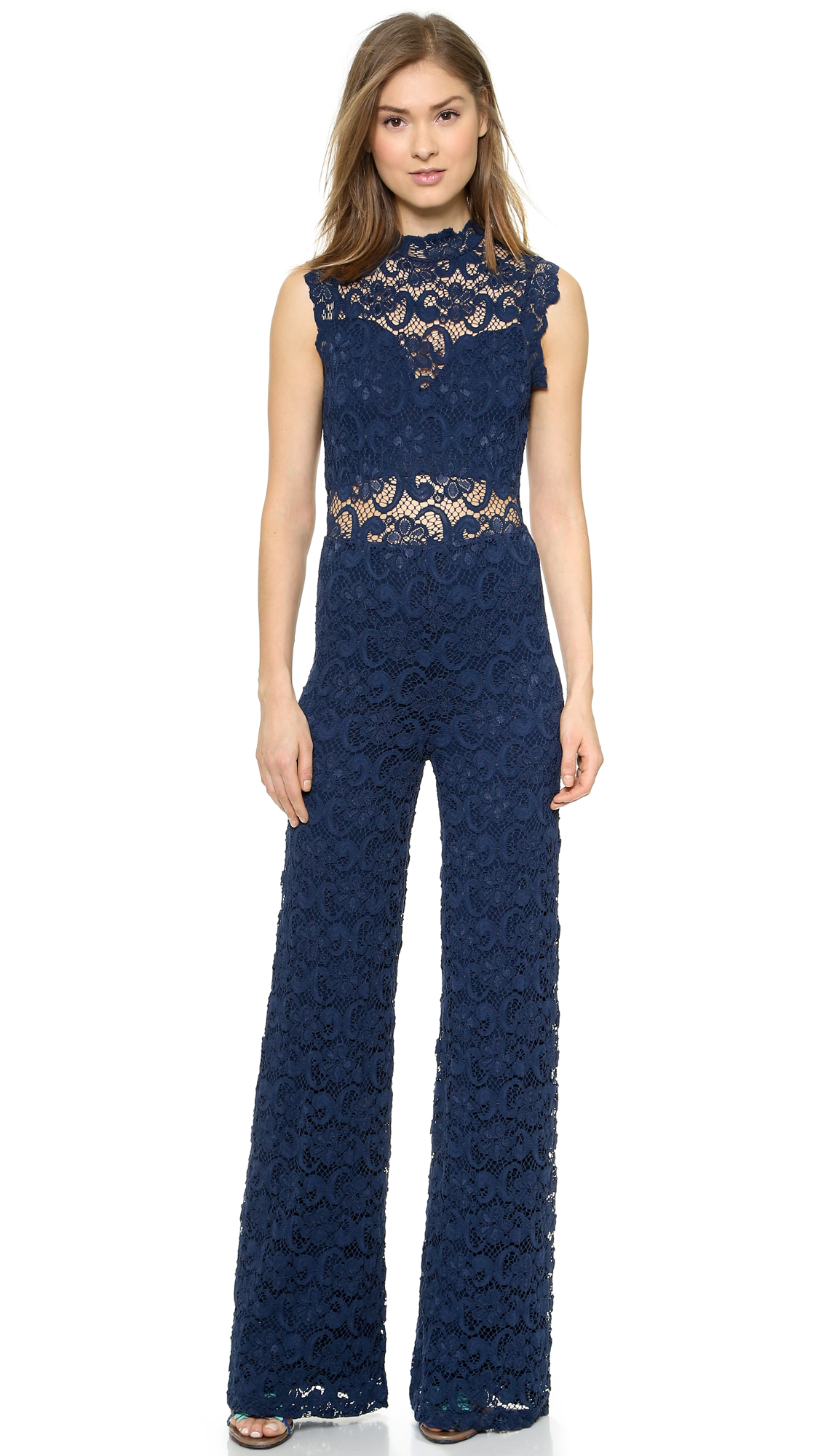 blue lace jumpsuit