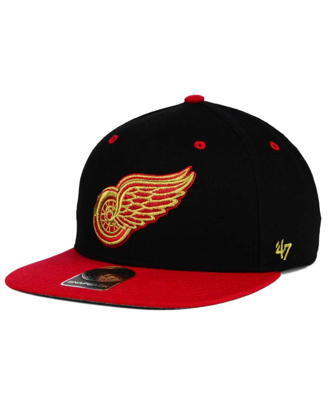 47 Brand Detroit Red Wings Gold Rush Snapback Cap In Black For Men Lyst 