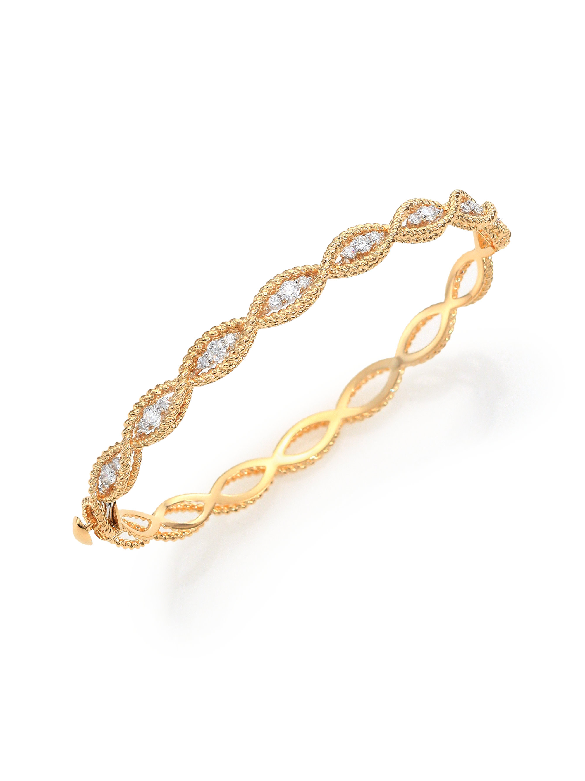 Roberto coin Barocco Diamond & 18k Yellow Gold Braided Bangle Bracelet ...