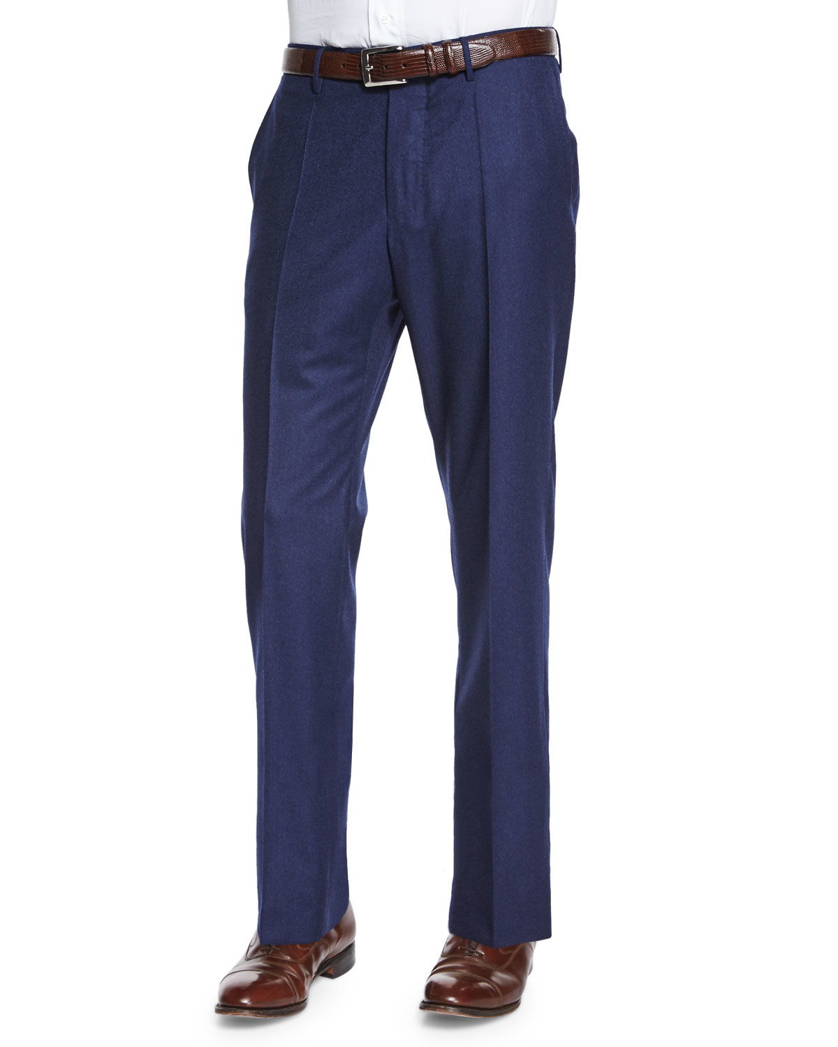 Incotex Wool/cashmere Flannel Trousers in Blue for Men | Lyst