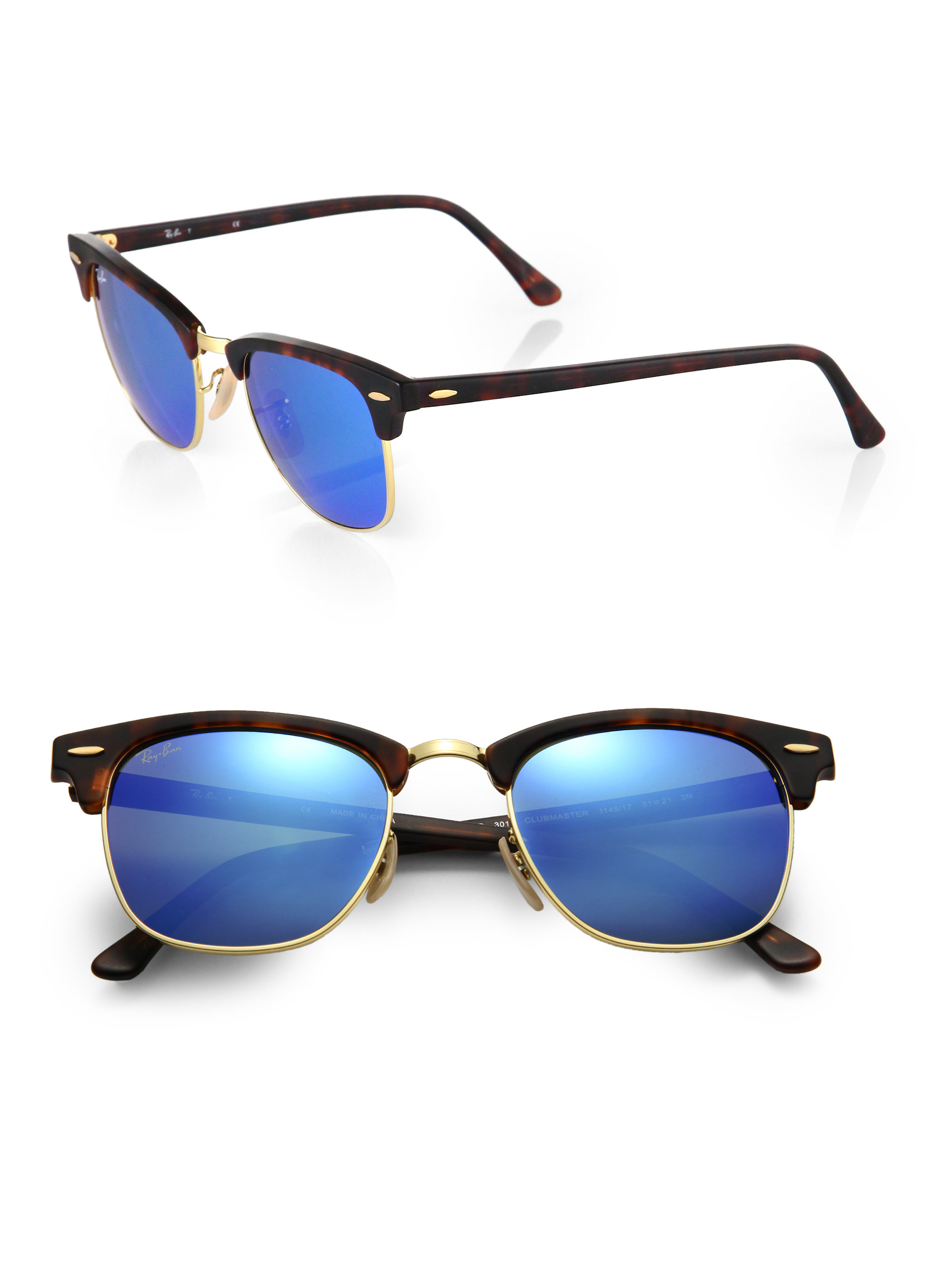 Ray-ban Clubmaster Mirrored Lens Sunglasses in Blue for Men | Lyst