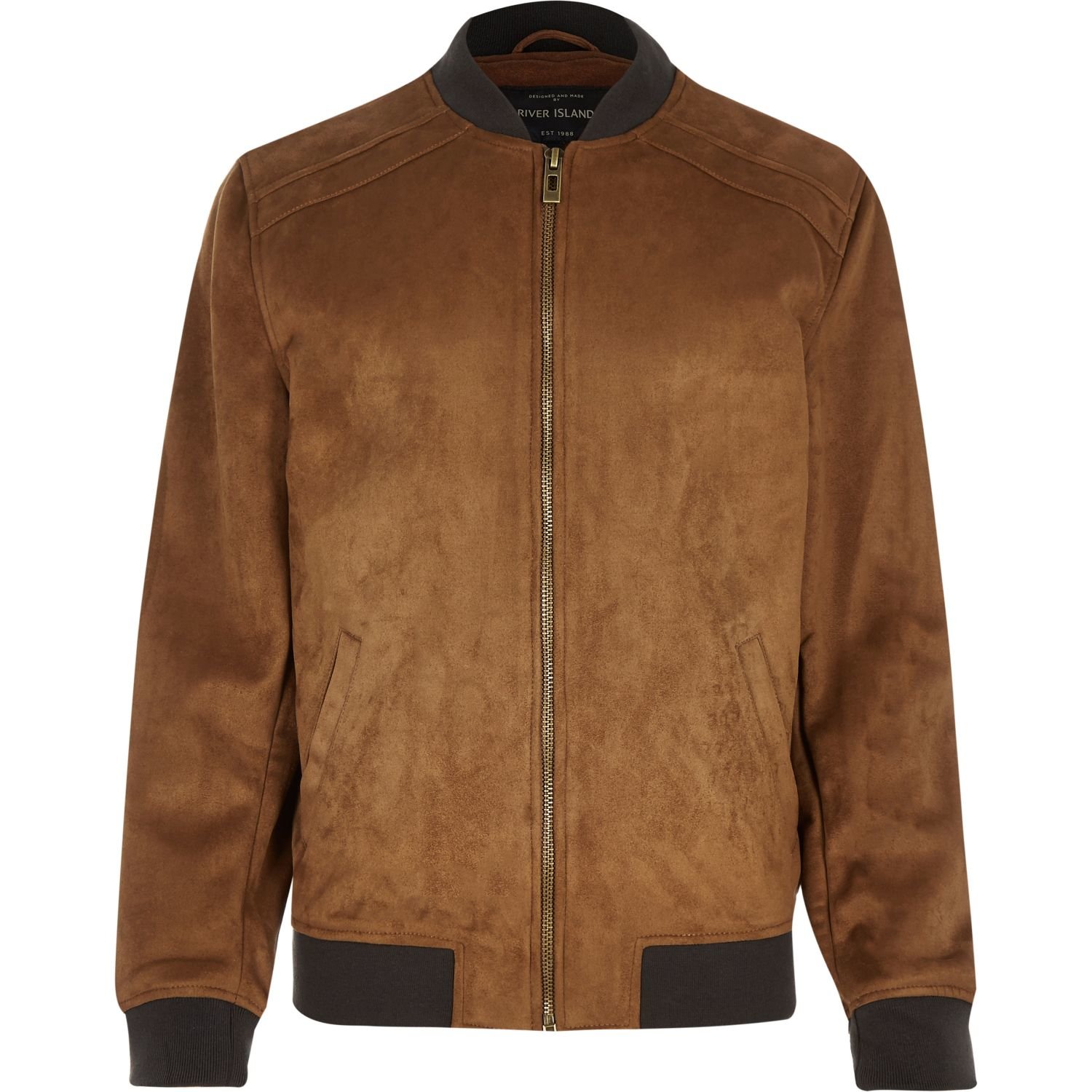 Lyst - River Island Brown Faux Suede Jacket in Brown for Men