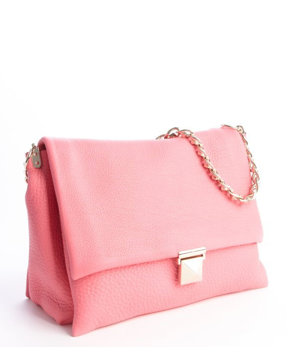 Lyst - Valentino Pink Leather Foldover Chain Shoulder Bag in Pink