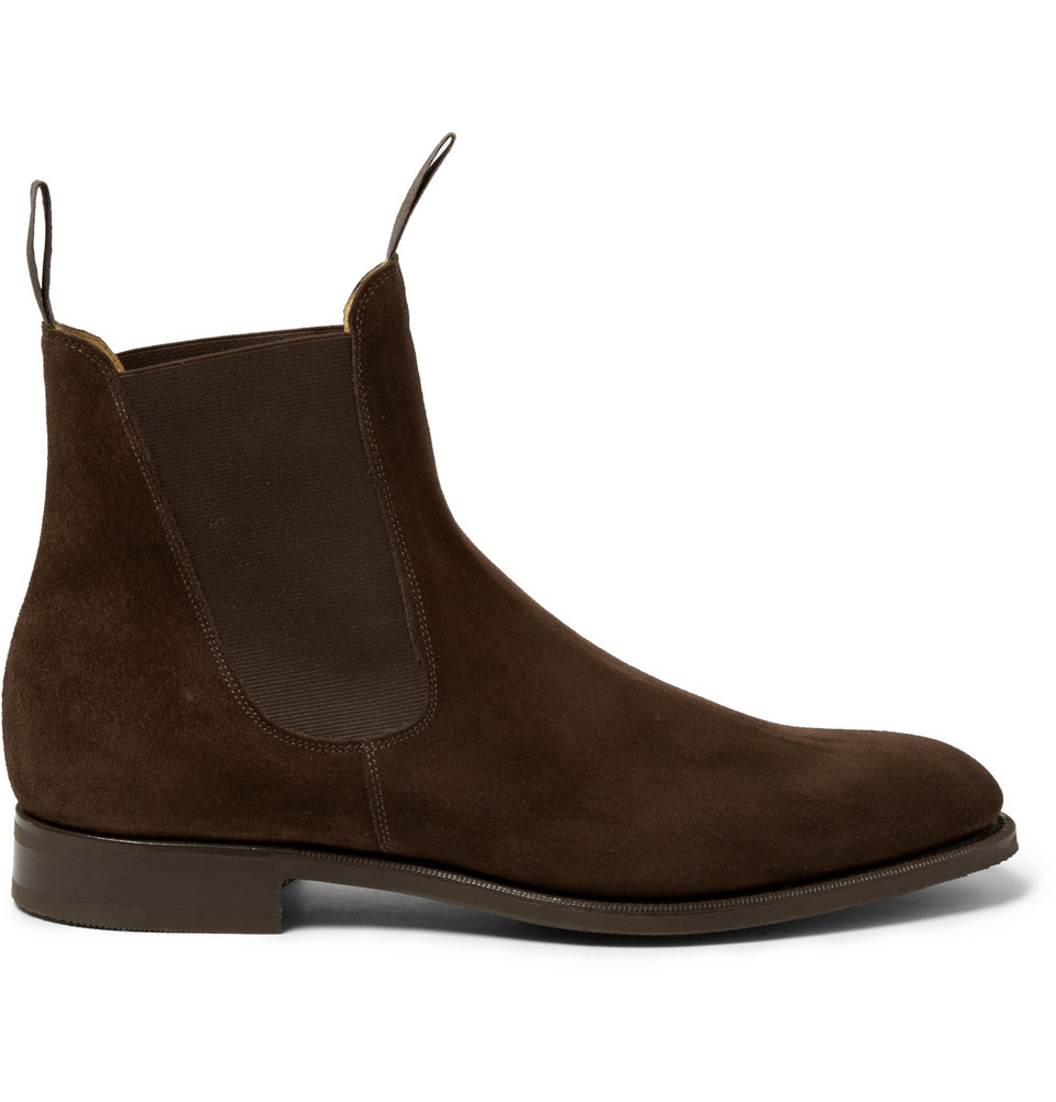 Edward Green Newmarket Suede Chelsea Boots in Brown for Men - Lyst