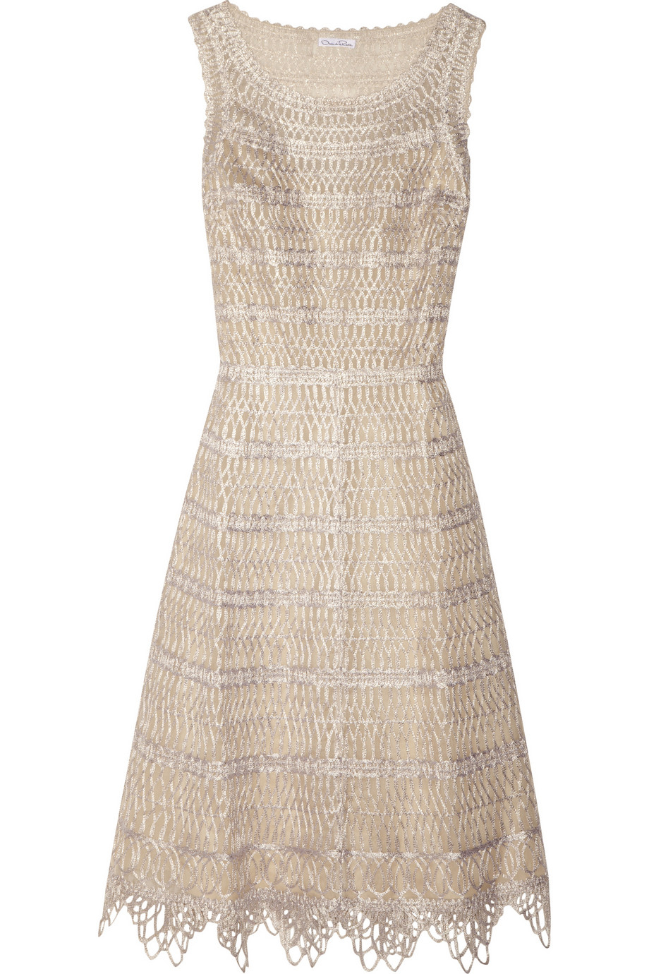 Oscar De La Renta Metallic Embroidered Organza Dress in Gold | Lyst