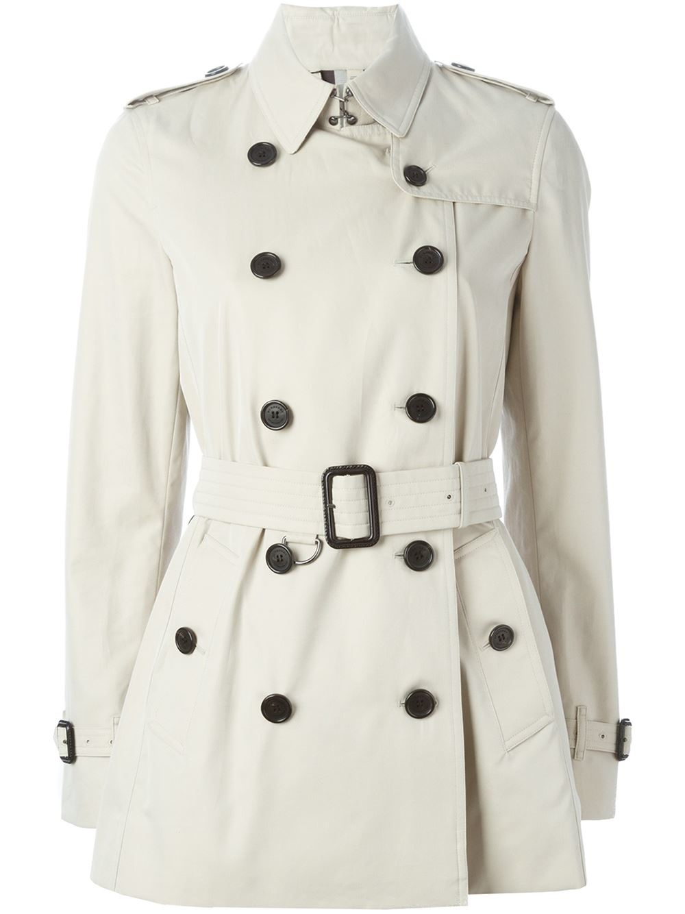 Burberry Short Trench Coat in White | Lyst