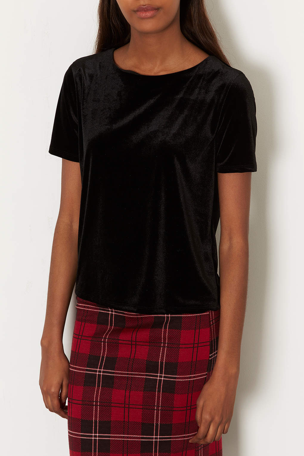 Lyst - Topshop Velvet Tee in Black