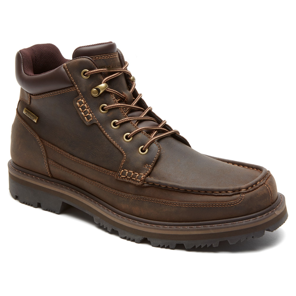 rockport boots rockport gentle moc mid wp boot in brown for lyst rockport boots rockport gentle moc mid wp boot in brown for lyst