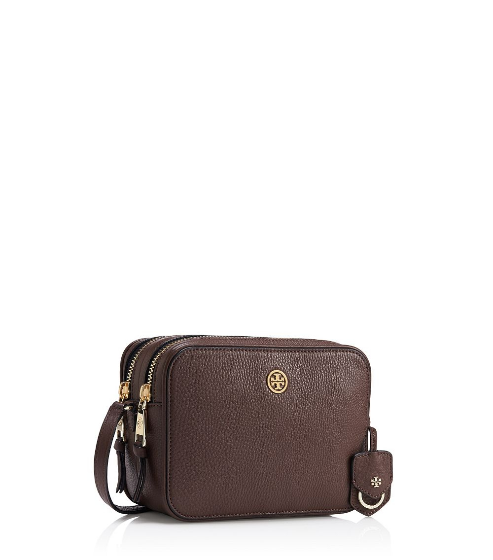Lyst Tory Burch Robinson Pebbled DoubleZip CrossBody in Brown