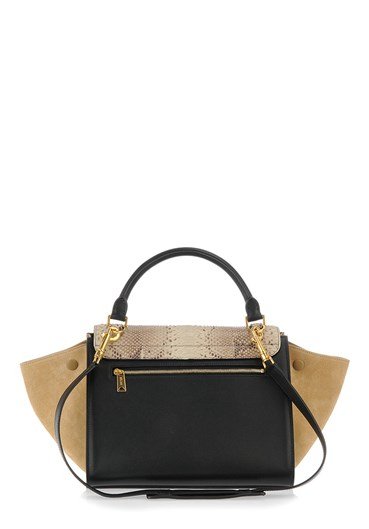 Cline Small \u0026#39;Trapeze\u0026#39; Tote Bag In Black Leather And Natural ...