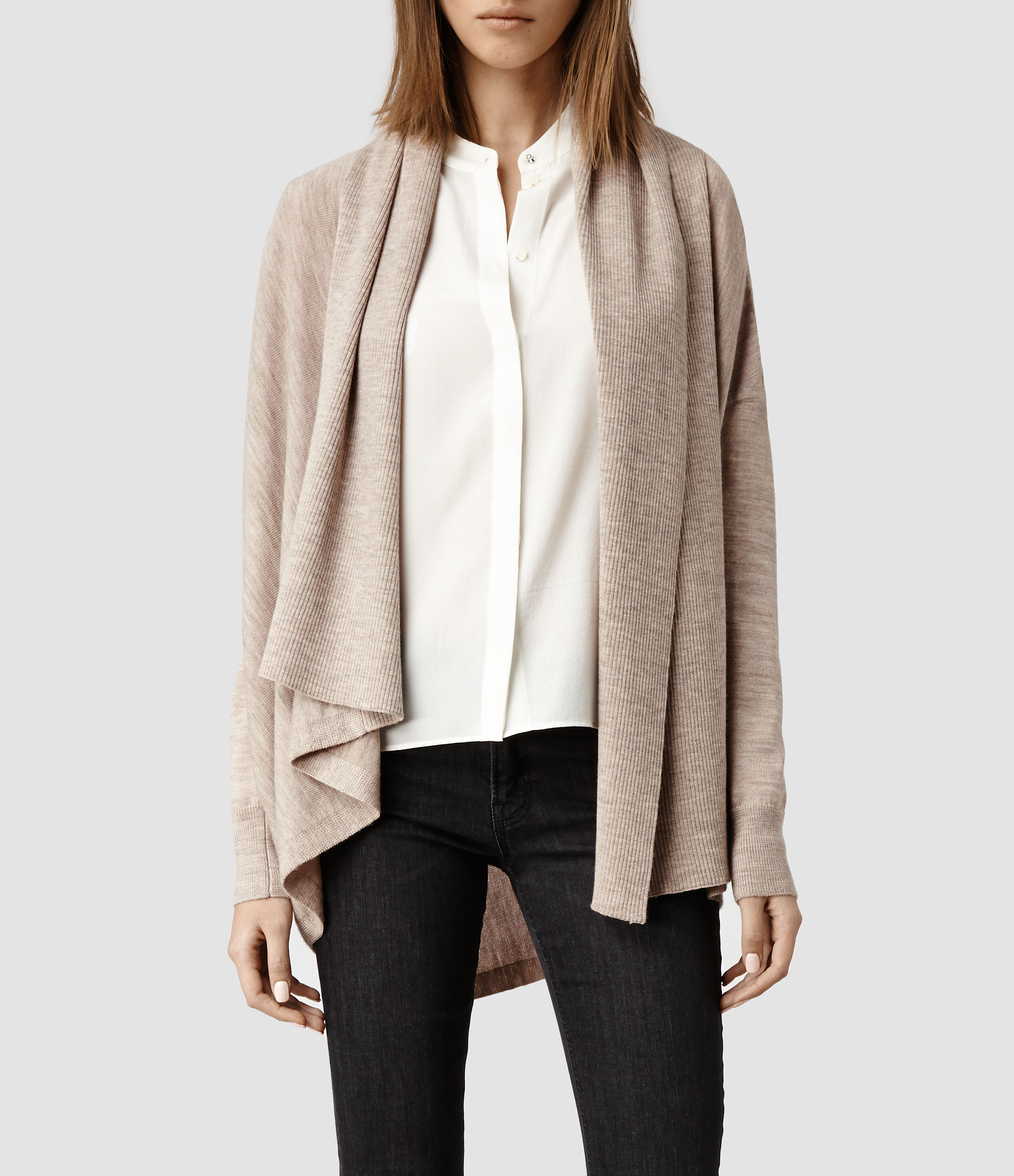 Lyst - Allsaints Awry Cardigan in Natural